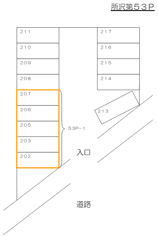 所沢第53P-1の駐車配置図