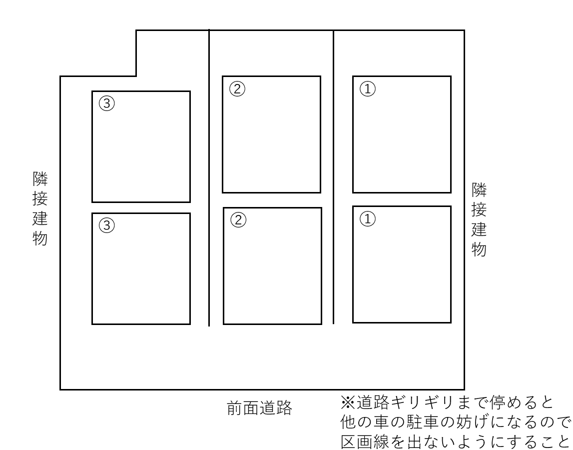 壺屋駐車場の駐車配置図