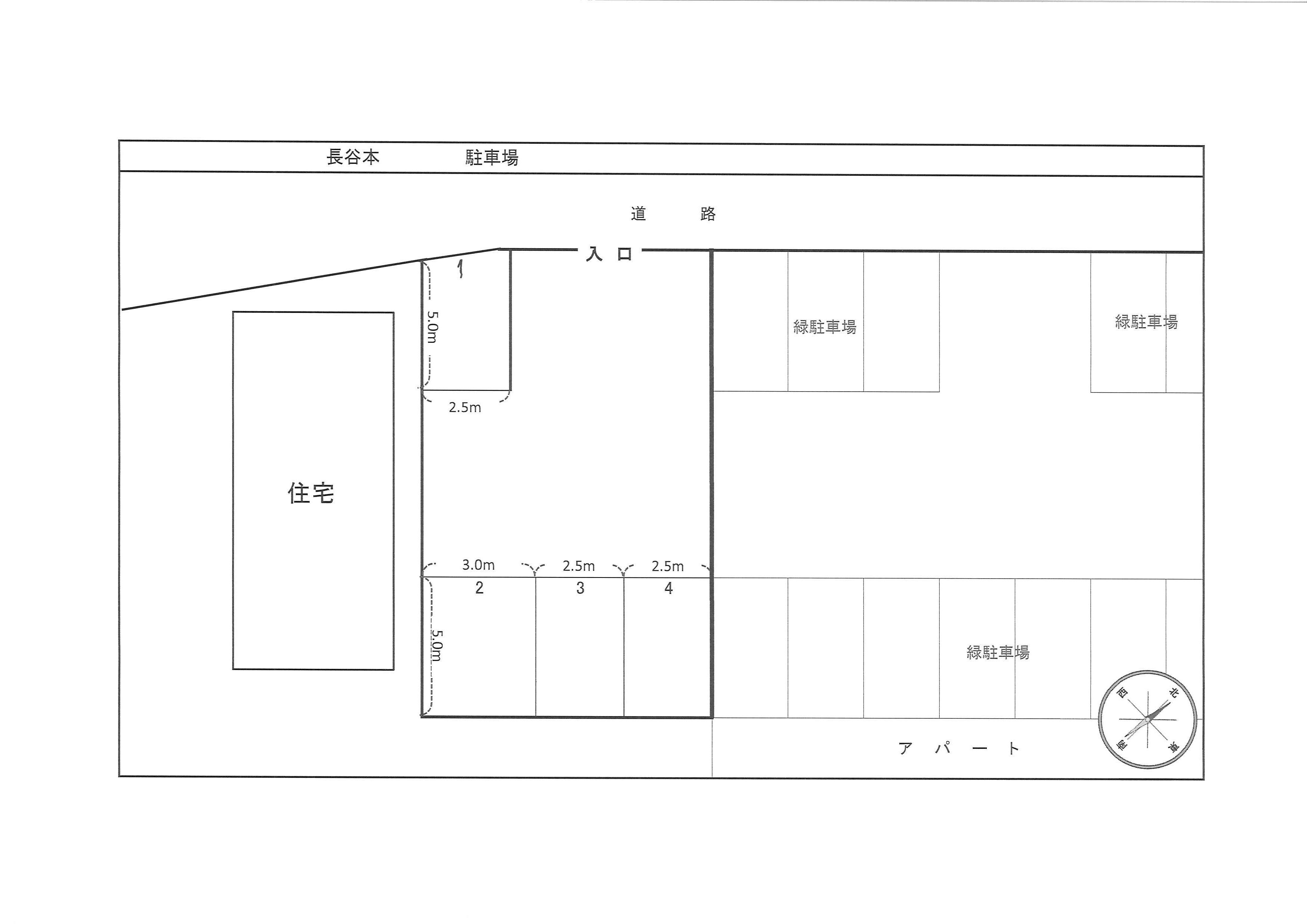 長谷本駐車場の駐車配置図