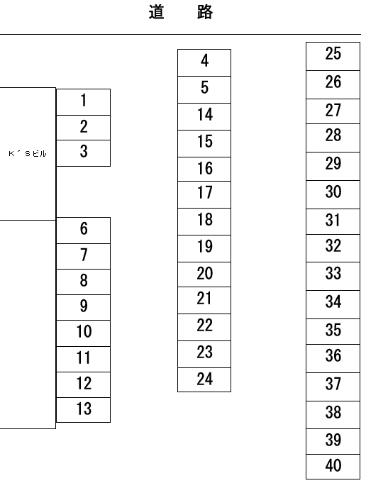 LSOワサダ駐車場の駐車配置図