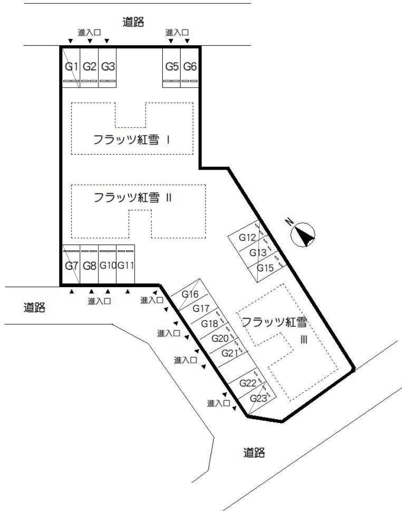 フラッツ紅雪の駐車配置図