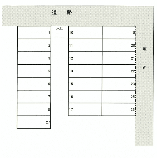 パーキング緑黒石の駐車配置図