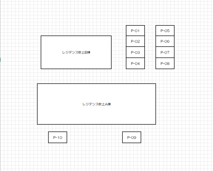 レジデンス吹上A号棟・B号棟敷地内駐車場の駐車配置図