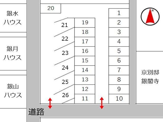 銀閣寺ガレージの駐車配置図