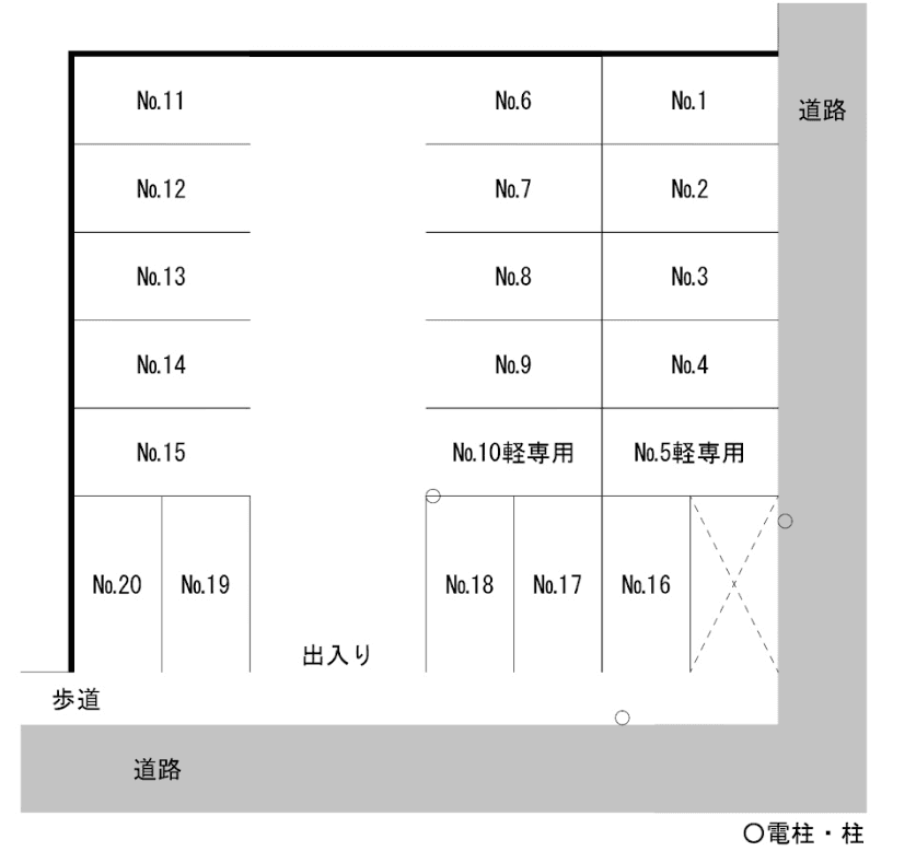 えむずパーキングの駐車配置図