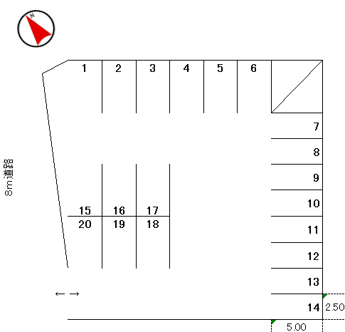 小地谷有料駐車場の駐車配置図