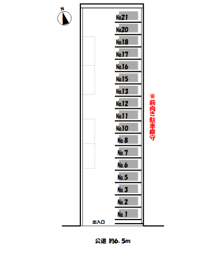 ワイズ・天王 第1駐車場の駐車配置図