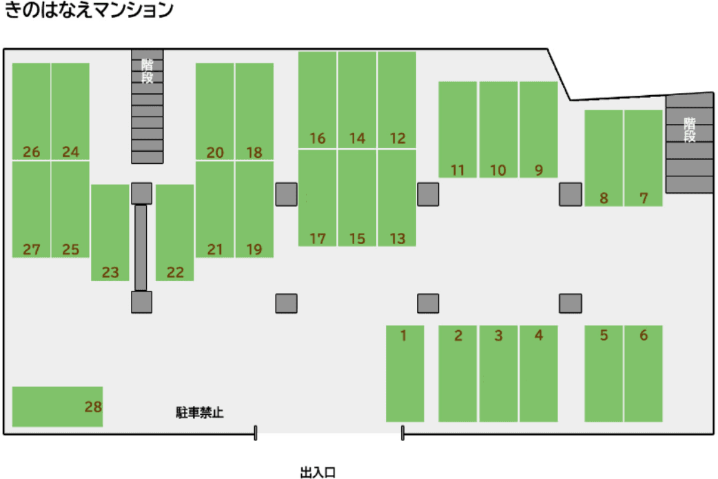 きのはなえマンションの駐車配置図