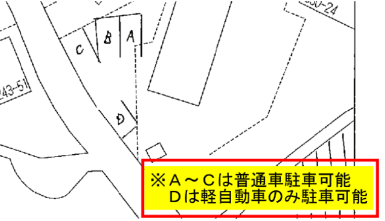 太陽の街月極駐車場の駐車配置図