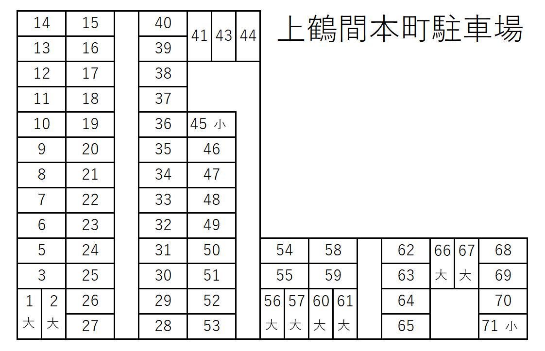 上鶴間本町駐車場の駐車配置図