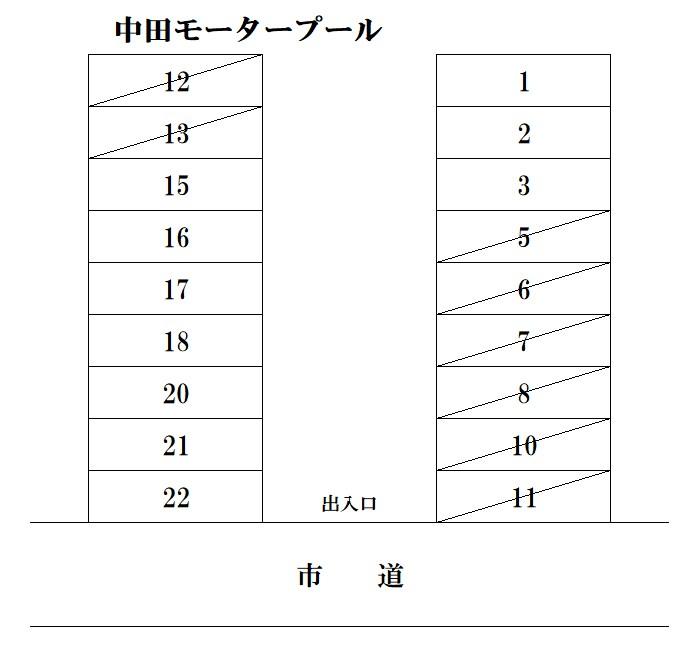 中田モータープールの駐車配置図