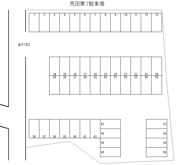 荒田第7駐車場の駐車配置図
