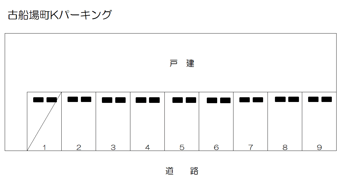 古船場町Kパーキングの駐車配置図