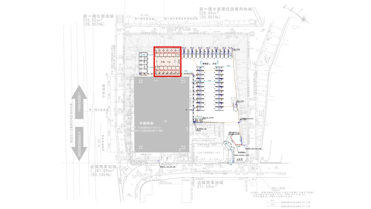 新百合ヶ丘駅前第1駐車場の駐車配置図