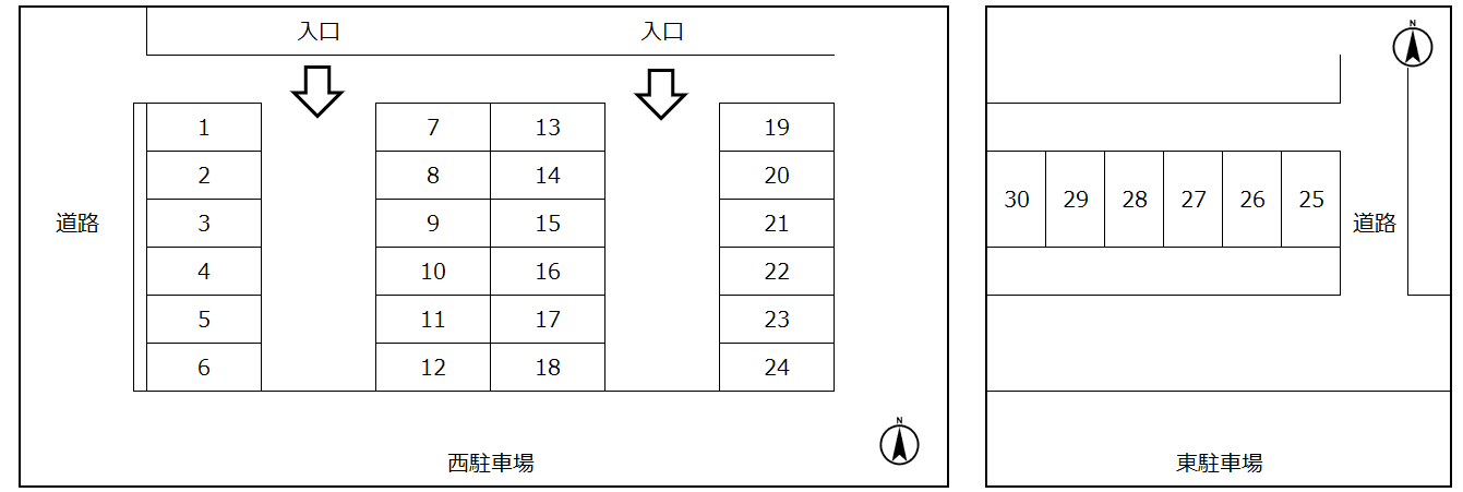 元天神池端駐車場の駐車配置図