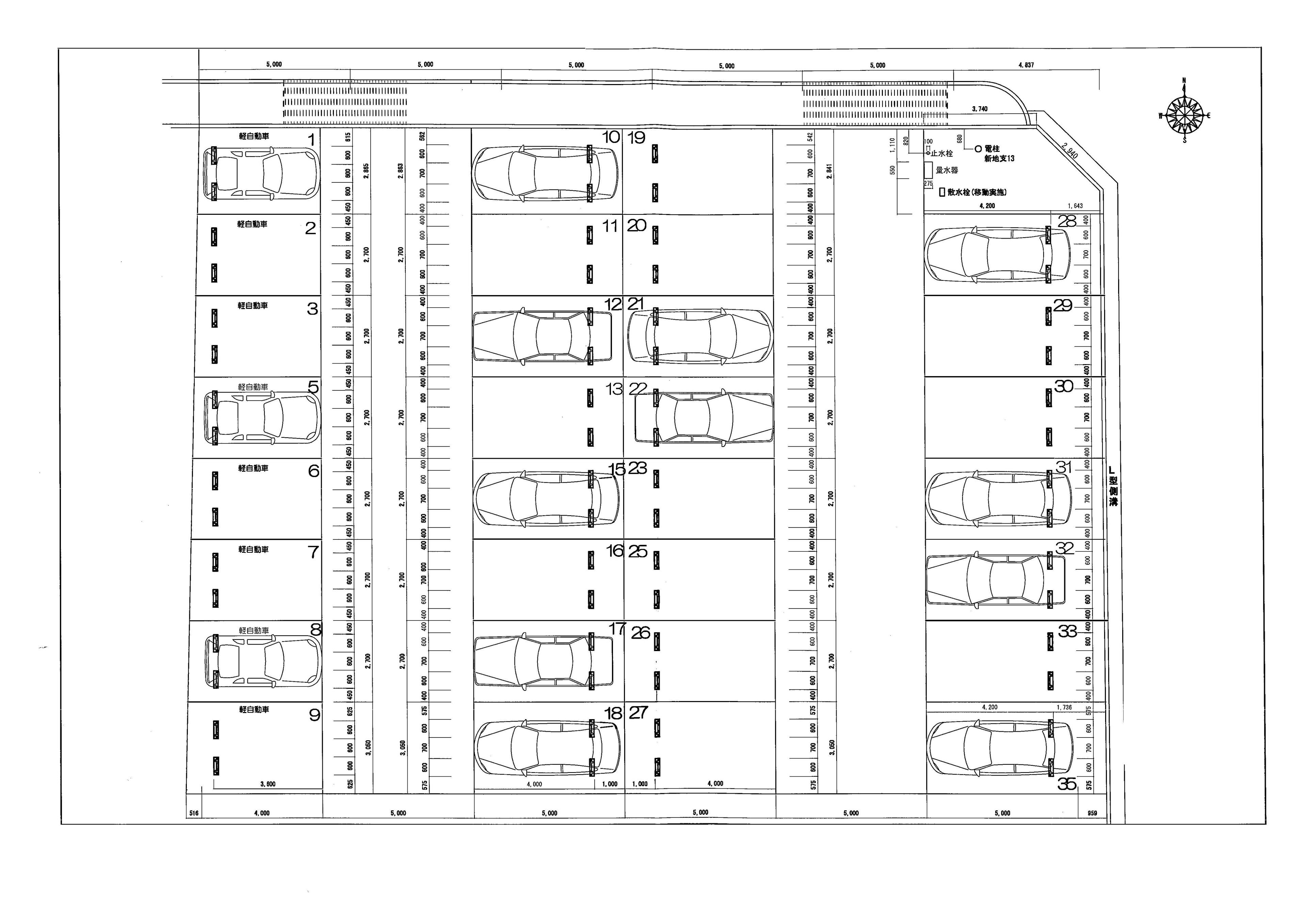 大国八幡町第一駐車場の駐車配置図