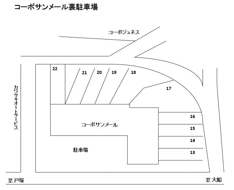 コーポサンメール裏駐車場の駐車配置図