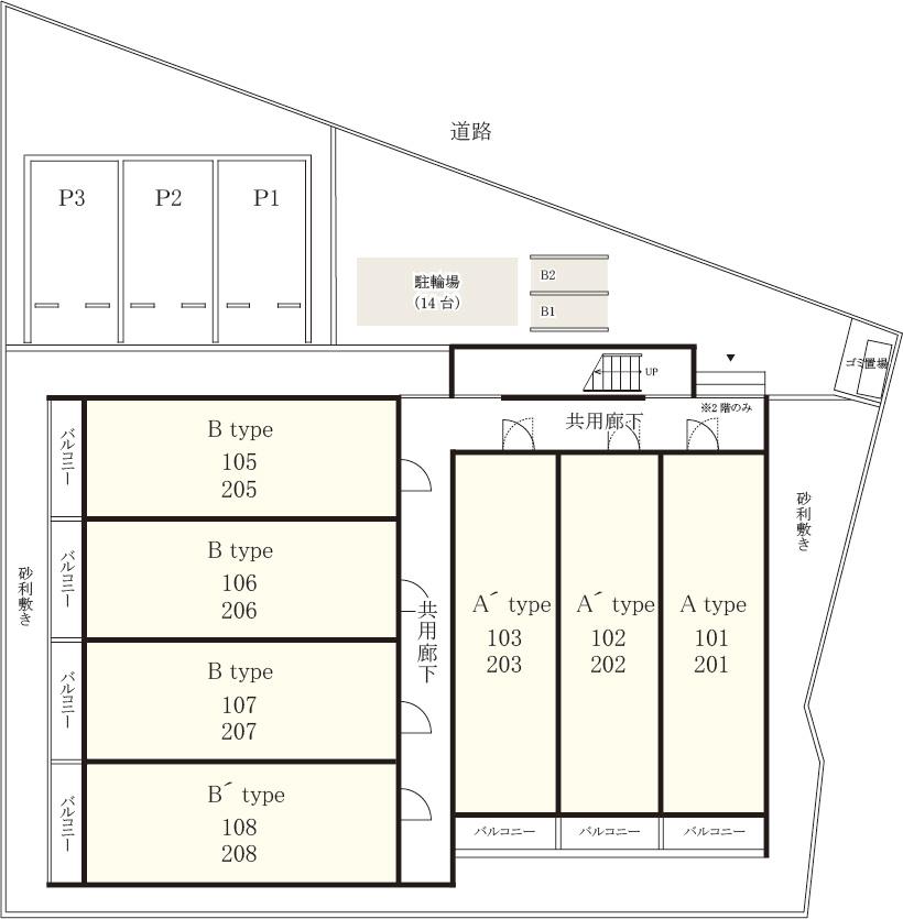 リブリ・イハナ駐車場の駐車配置図