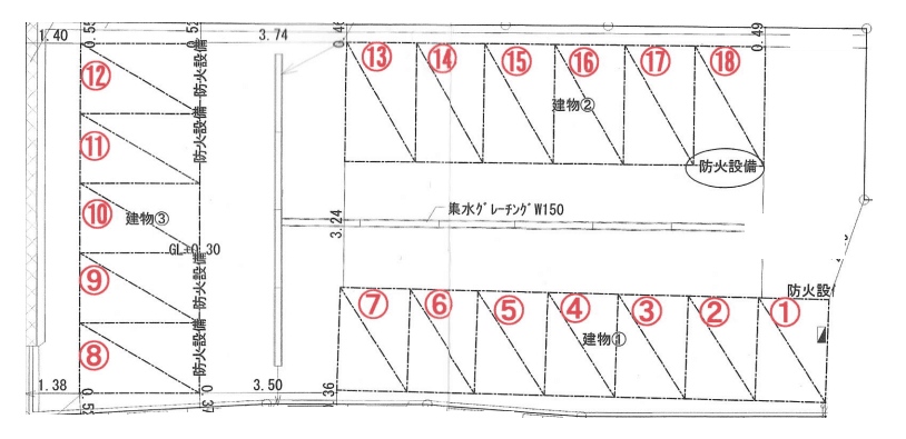 レントス古京町駐車場の駐車配置図