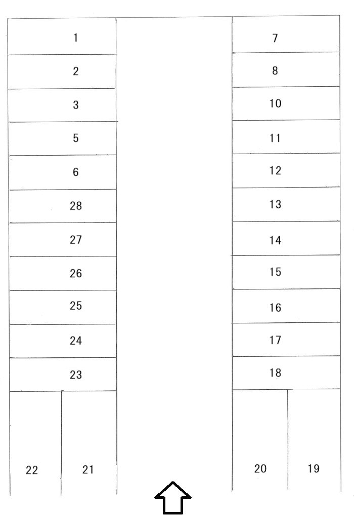 入江パーキングの駐車配置図