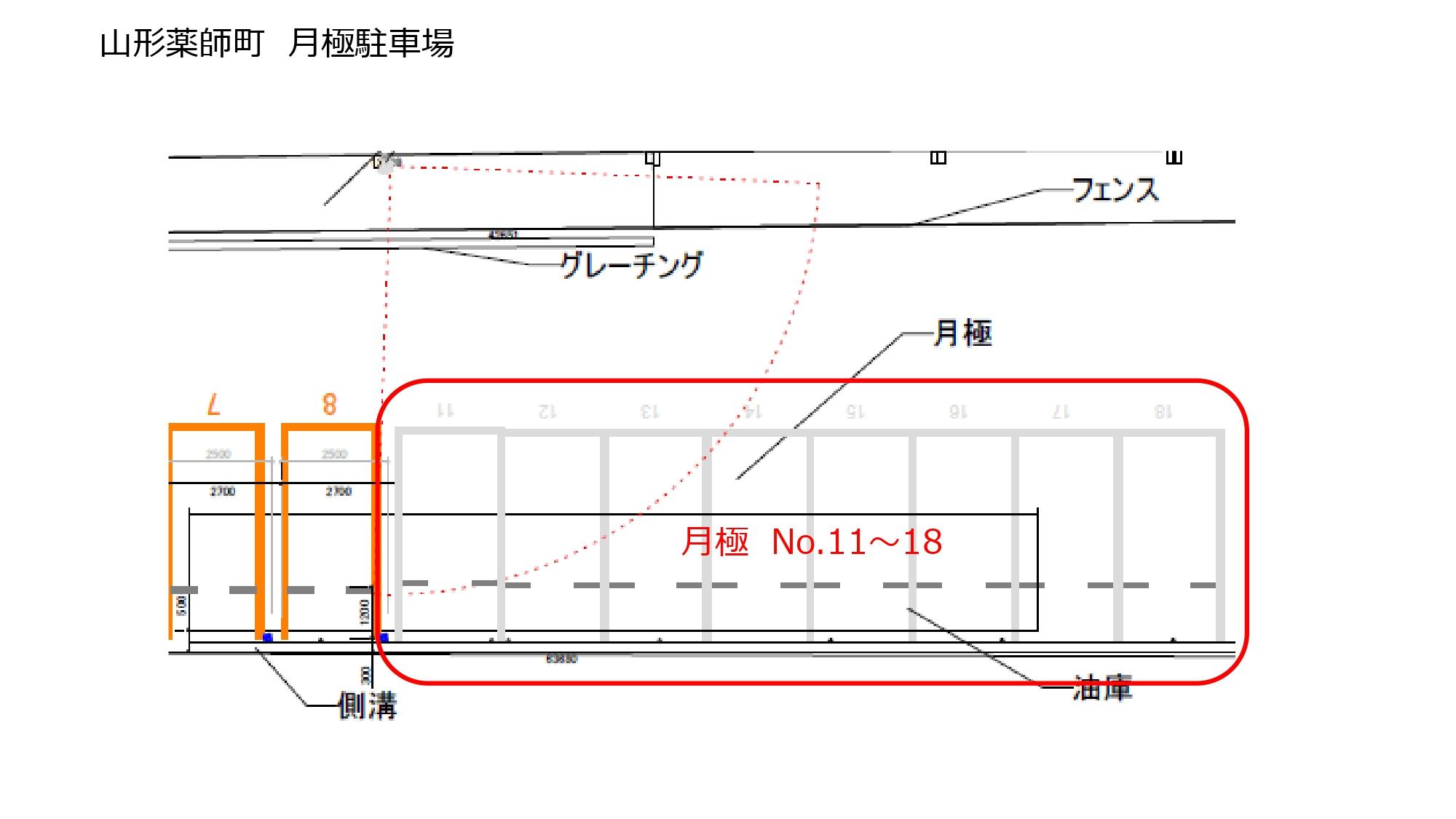 山形薬師町第1駐車場の駐車配置図