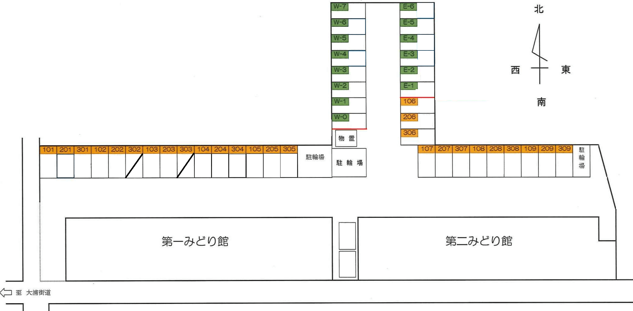 第一みどり館の駐車配置図