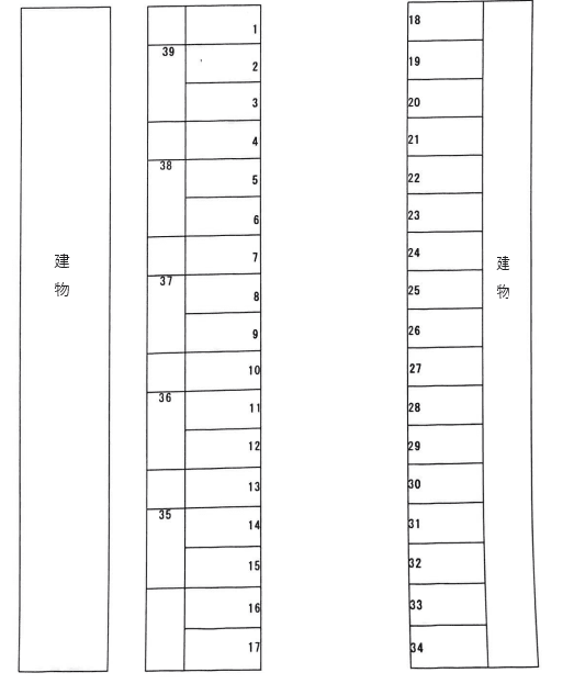 中央パーキングの駐車配置図
