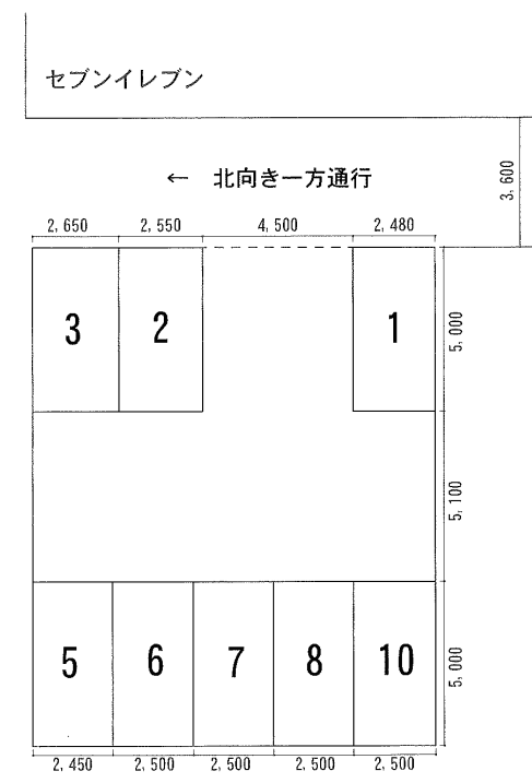 出島海岸通駐車場の駐車配置図