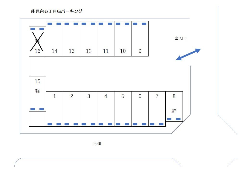 能見台6丁目Gパーキングの駐車配置図