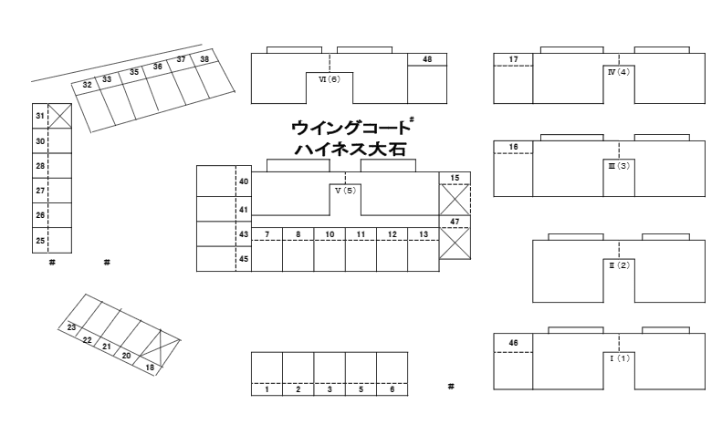 ウイングコートハイネス大石 Ⅰの駐車配置図