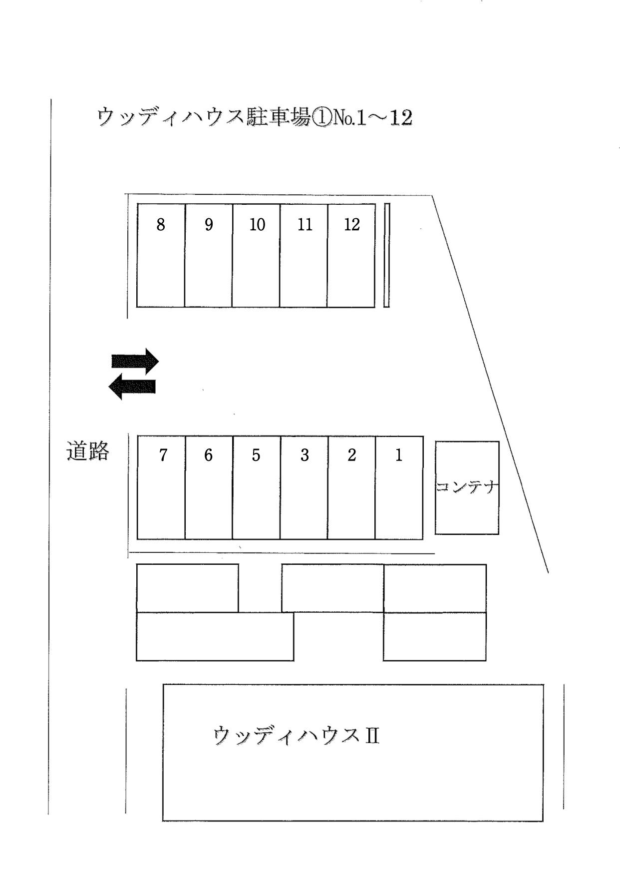 ウッディハウス駐車場①の駐車配置図