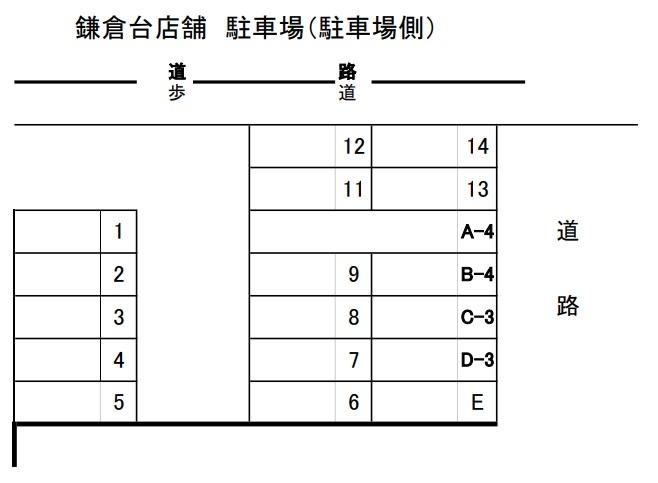 鎌倉台店舗_駐車場側の駐車配置図