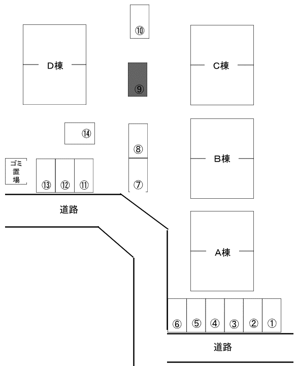 ハイツやまと駐車場の駐車配置図