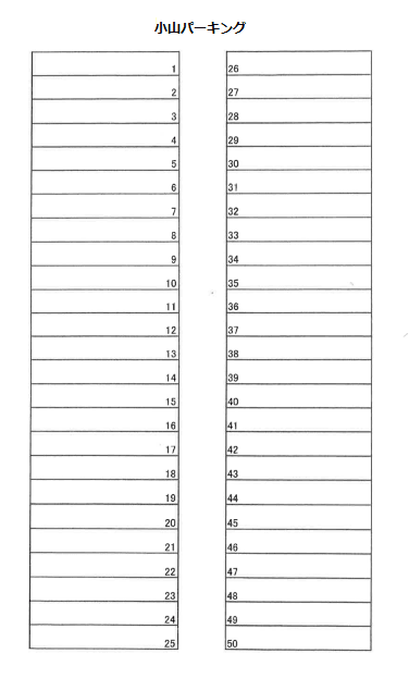 小山駐車場の駐車配置図