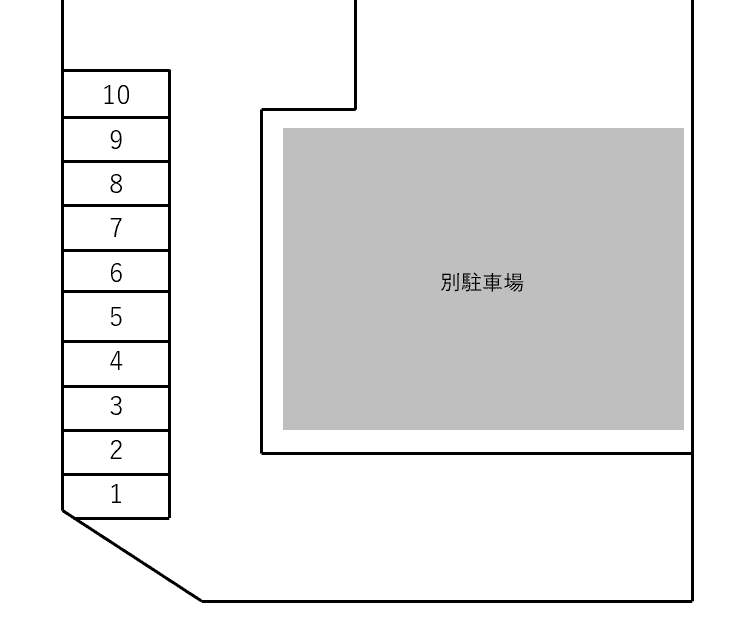 トランクルーム沖新店 月極駐車場の駐車配置図
