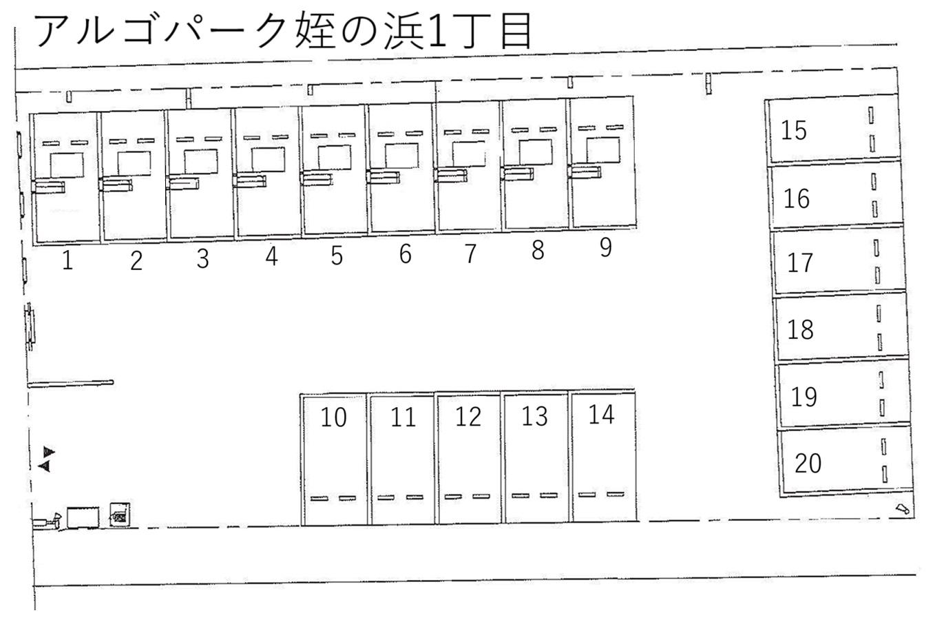 アルゴパーク姪の浜1丁目の駐車配置図