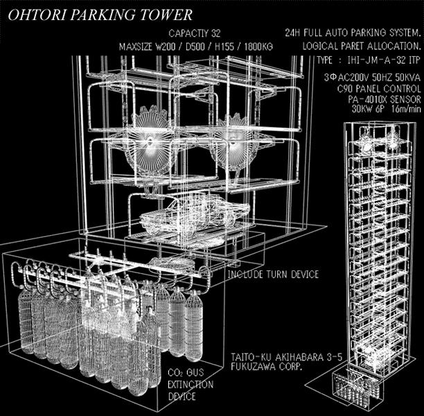 秋葉原オオトリパーキングタワーの駐車配置図