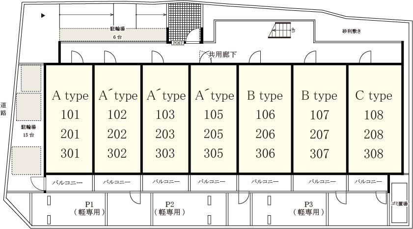 リブリ・シャルマン・パレス・吉野駐車場の駐車配置図
