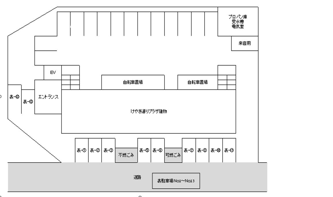 けやき通りプラザ 敷地内駐車場の駐車配置図