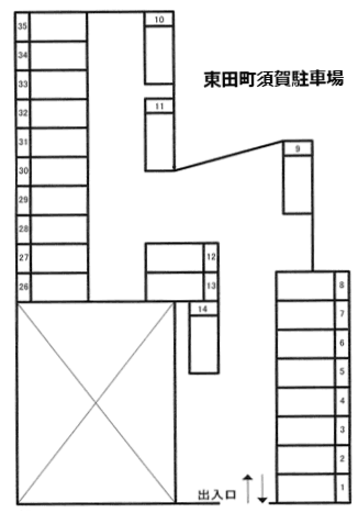 東田町須賀駐車場の駐車配置図