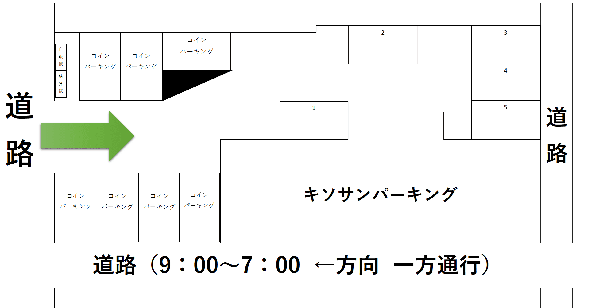 キソサンパーキングの駐車配置図