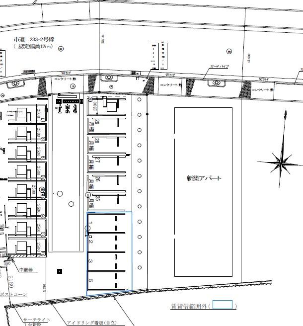 東久留米新川町1丁目の駐車配置図