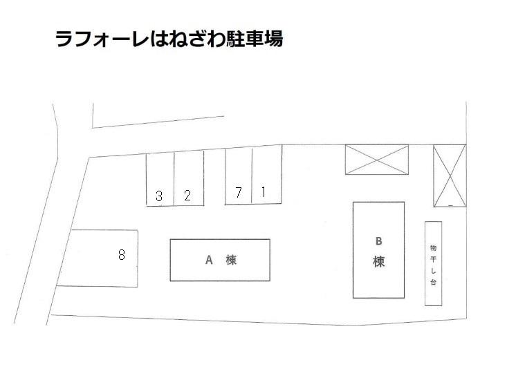 ラフォーレはねざわ駐車場の駐車配置図