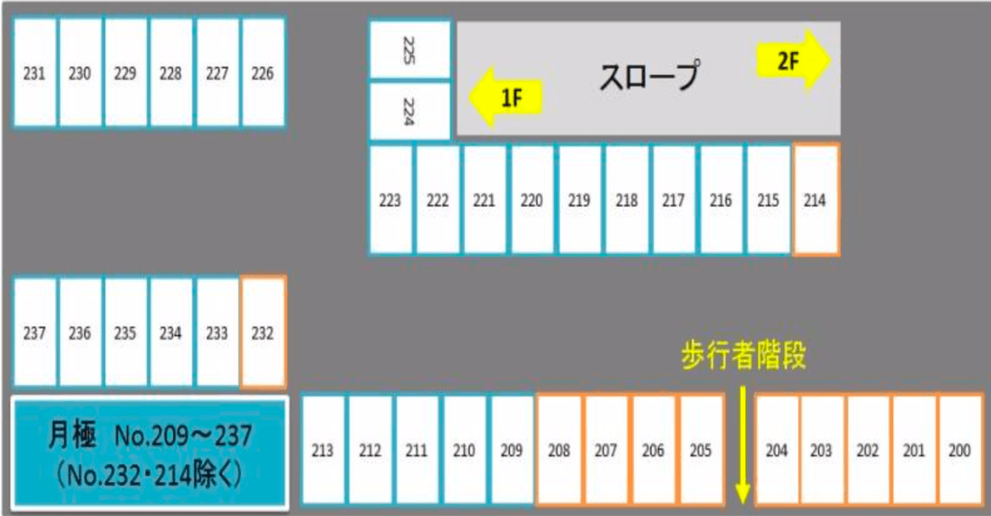 横浜西第1駐車場の駐車配置図