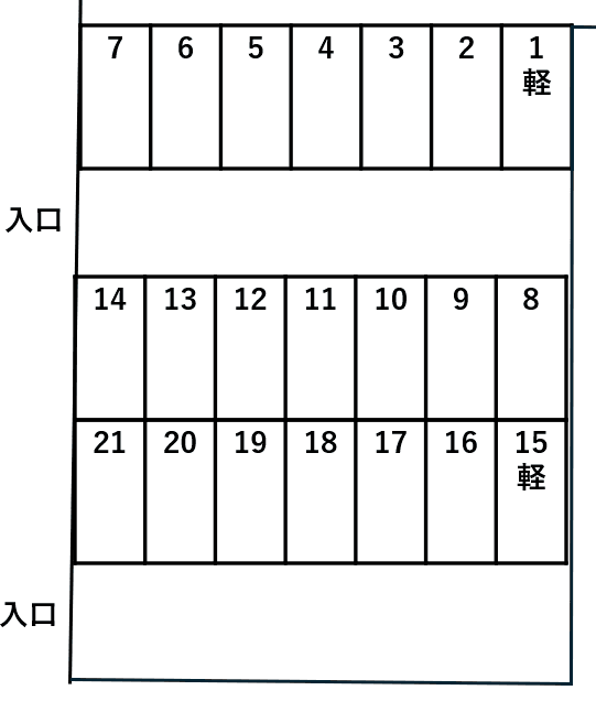 富士見青沼パーキングの駐車配置図