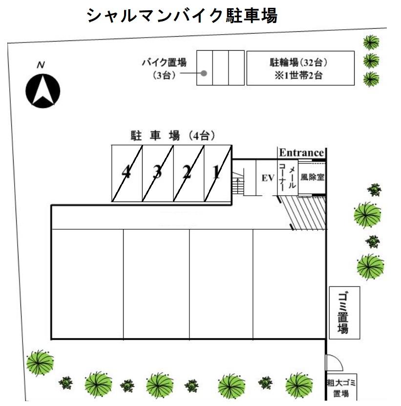 シャルマンバイク駐車場の駐車配置図