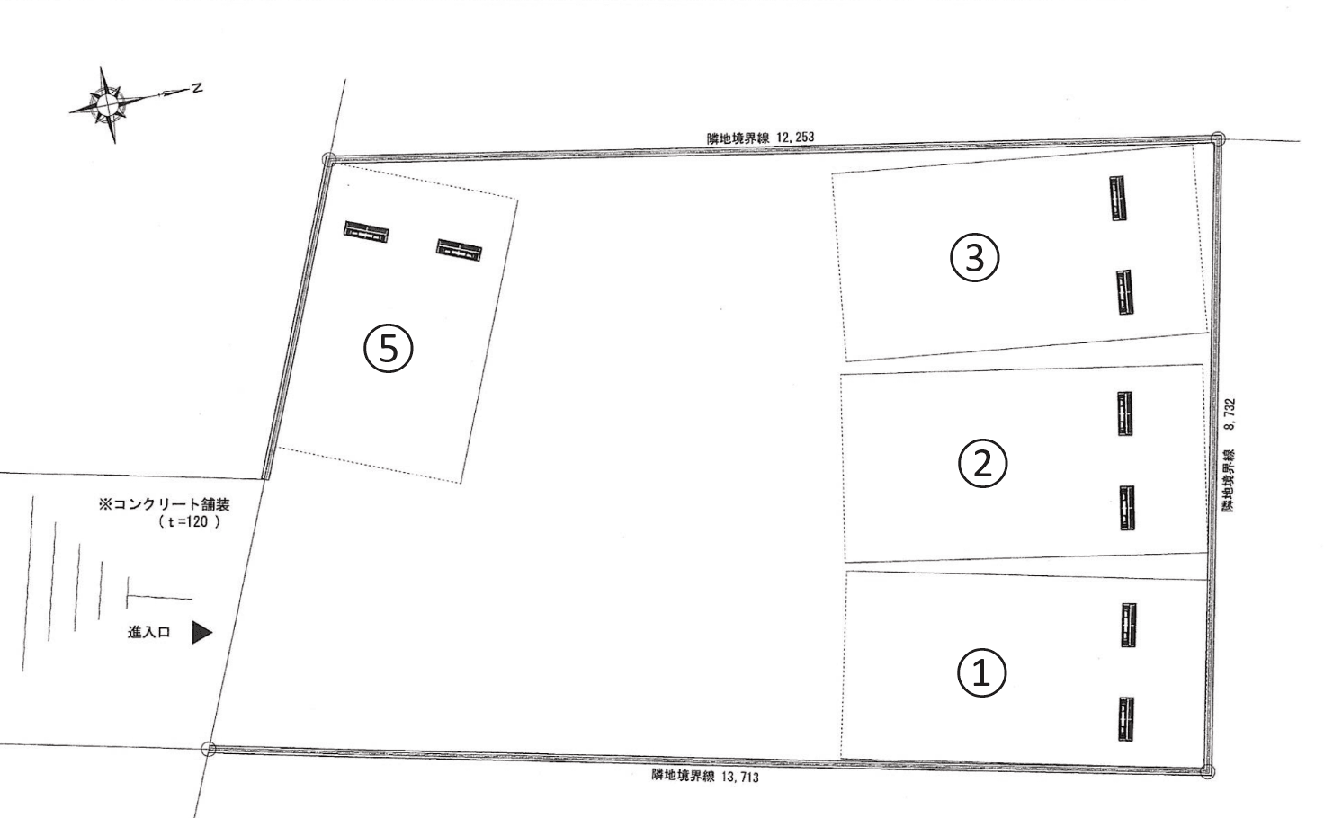 更屋敷駐車場の駐車配置図