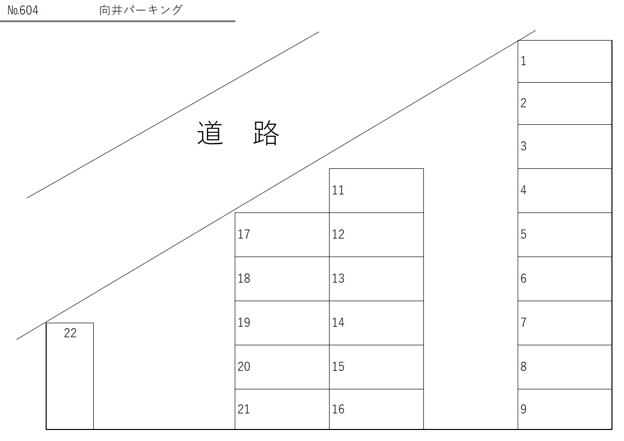 向井パーキングの駐車配置図