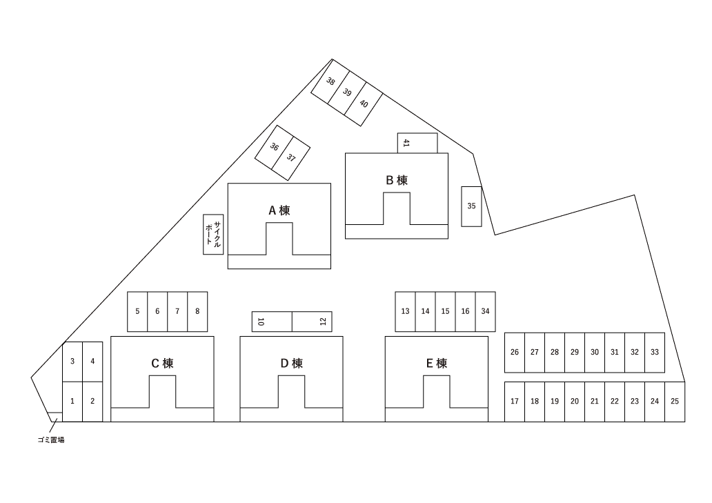 ハイツサカエの駐車配置図