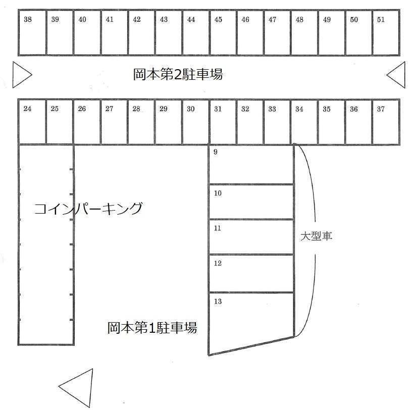 岡本第2駐車場の駐車配置図